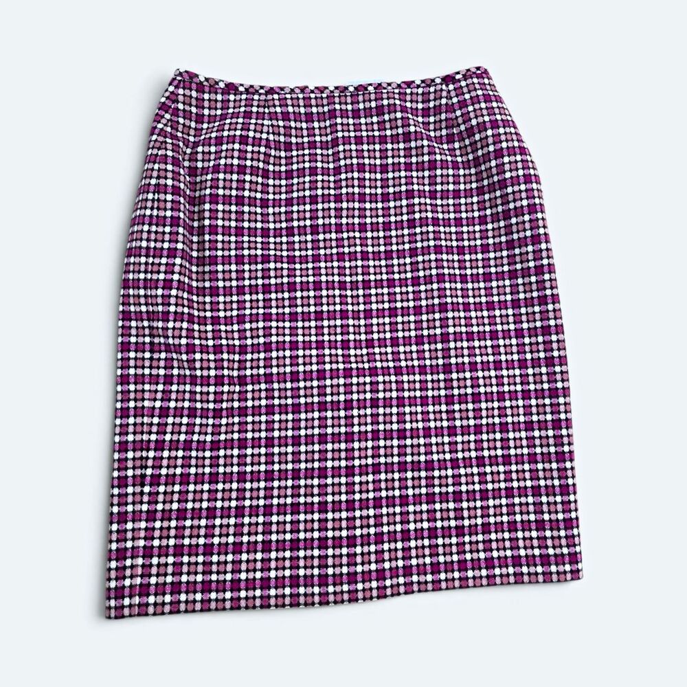 Liz Claiborne Purple Plaid Tweed Pencil Skirt Knee Length Line 12